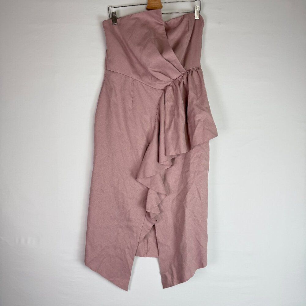 Elliatt Reception Strapless Ruffle Midi Dress Purple Pink XL - Picture 3 of 11